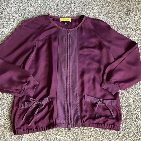 St. John • silk bomber jacket with full zip front - Picture 7 of 11